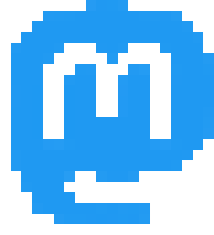 A pixelated Mastodon logo